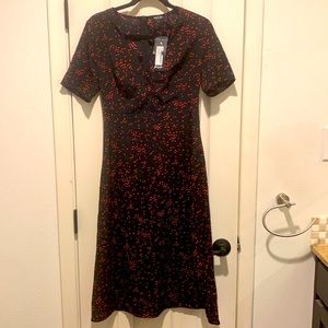 NEW- Black with red dots midi dress from Nasty Gal
